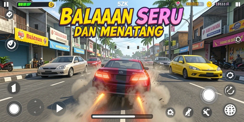 Tampilan gameplay seru dalam balapan di 5ZK.