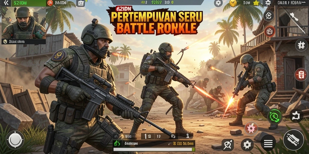 Tampilan mendebarkan dari gameplay 62IDN dalam pertempuran Battle Royale.