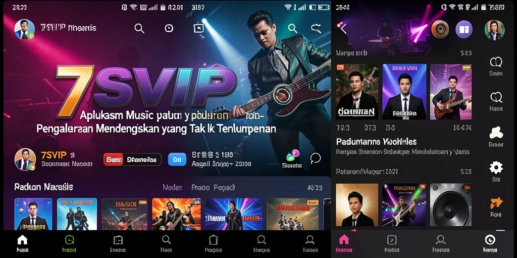 Tampilan gameplay 7SVIP dengan banyak pilihan lagu musik.