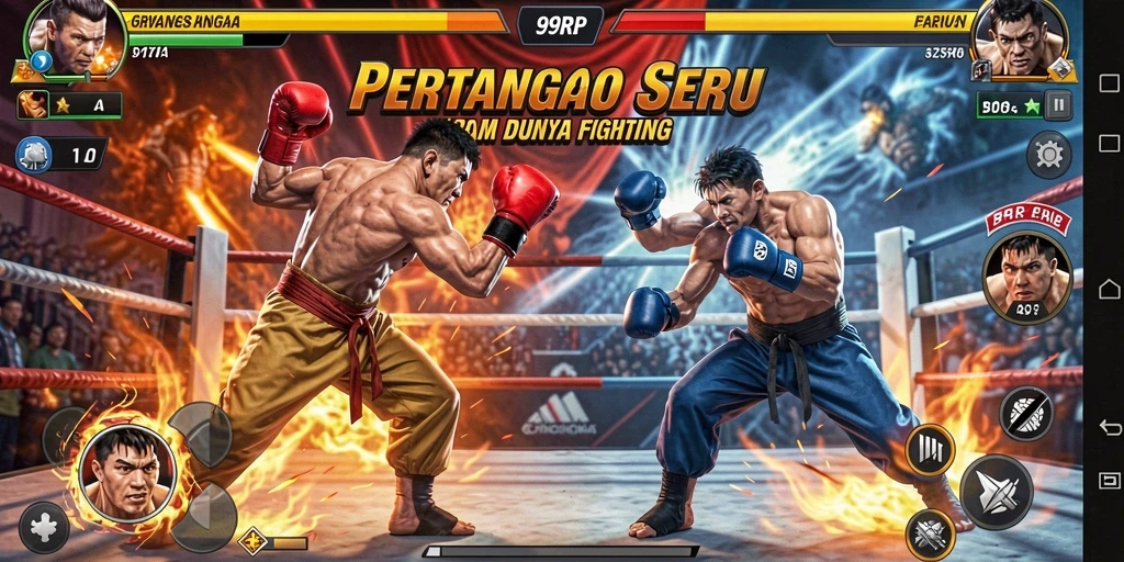 Tampilan gameplay seru dari 99RP dengan pertarungan epik.