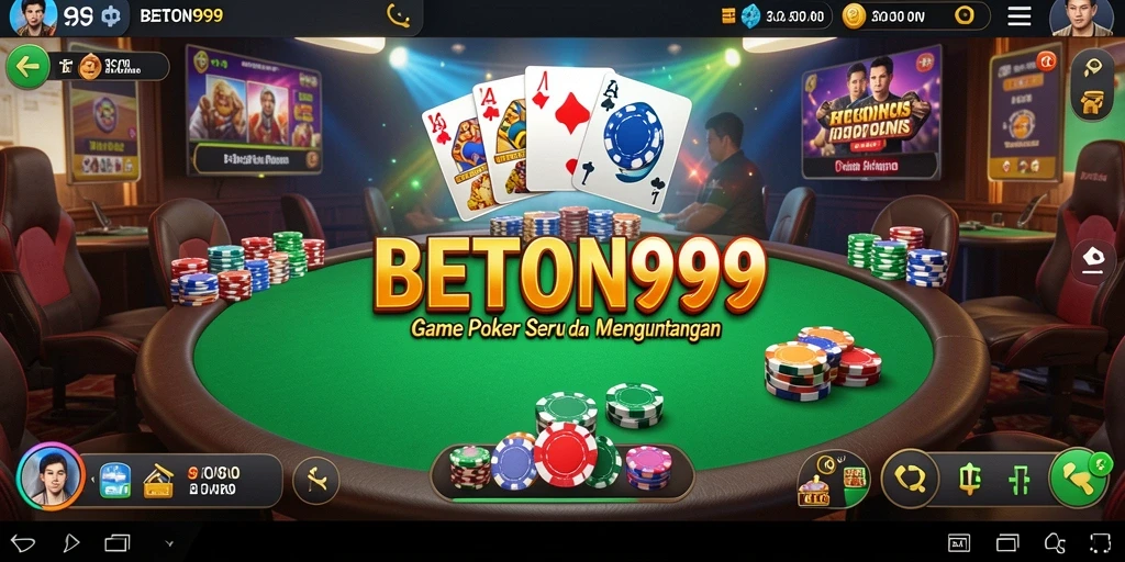 Screenshot BETON999 menampilkan gameplay poker yang mendebarkan.