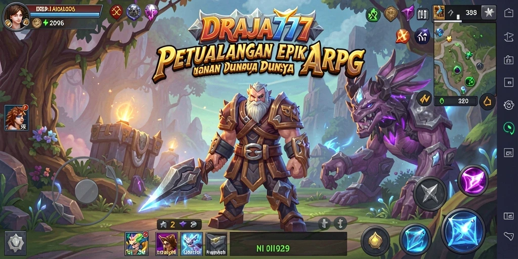 Tampilan gameplay DRAJA777 yang mendebarkan dan penuh aksi ARPG.