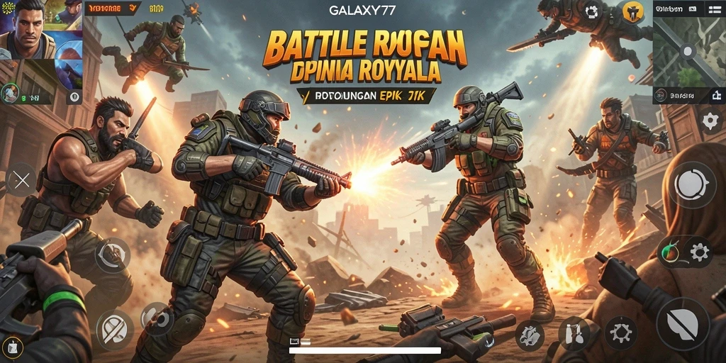 Screenshot utama gameplay GALAXY77 yang mendebarkan dan penuh aksi.