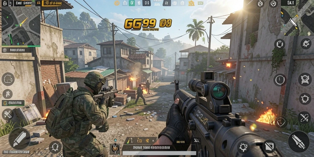 Screenshot GG99 menampilkan aksi mendebarkan dari game FPS.
