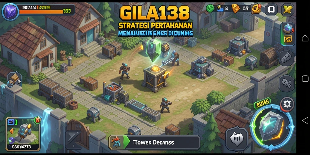 Screenshot gameplay GILA138 menampilkan pertahanan menara yang menantang.