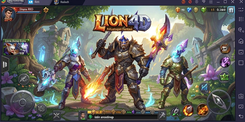 Tangkapan layar LION4D menampilkan aksi seru dalam pertarungan RPG.