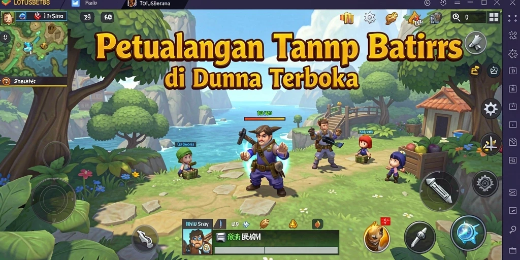 Screenshot utama LOTUSBET88 menampilkan petualangan dalam dunia terbuka.