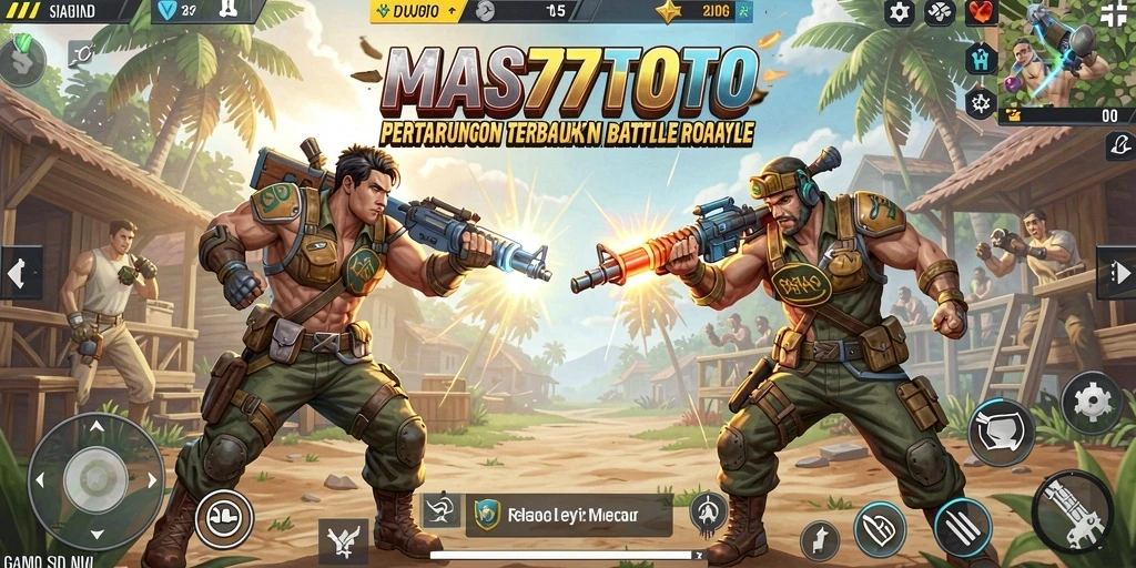 Tampilan gameplay MAS77TOTO dengan aksi Battle Royale yang mendebarkan.