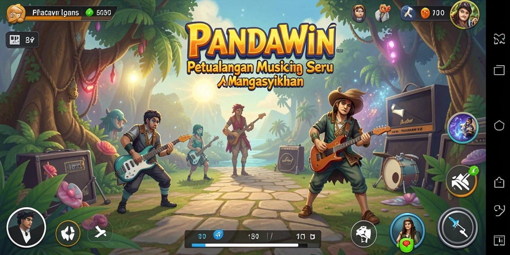 Screenshot gameplay PANDAWIN menampilkan pengalaman musik yang seru.